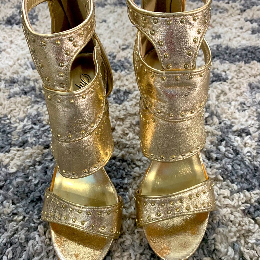 Gold Open-Toed Heels